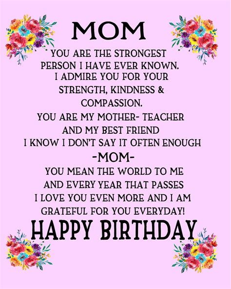 Mum birthday poems - Birthday Poems. Happy Birthday To The Queen Of Our Hearts; Prev Poem. Next Poem . Birthday Poem. Our Mother's 80th Birthday. My mother raised 5 of us kids almost on her own. Our father was an alcoholic and she struggled to raise us. We didn't realize what a difficult time she had until we were older and had children of our own. I wrote this on her …